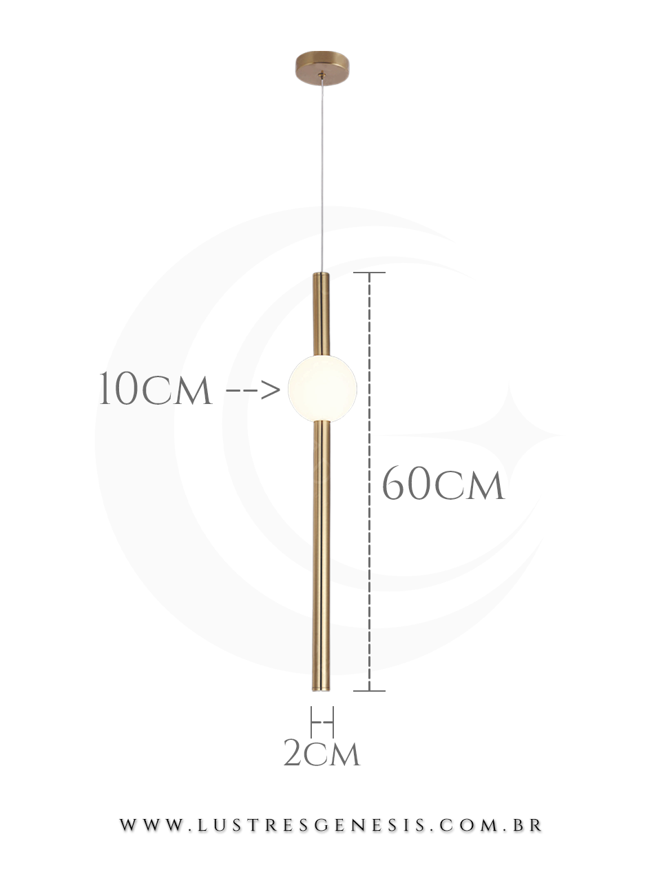 Lustre Pendente Moderno LED Bronze QD05150 Bivolt 8W 3000K 60x7cm, Banheiro, Lavabo, Cabeceira de Cama, Balcao de cozinha